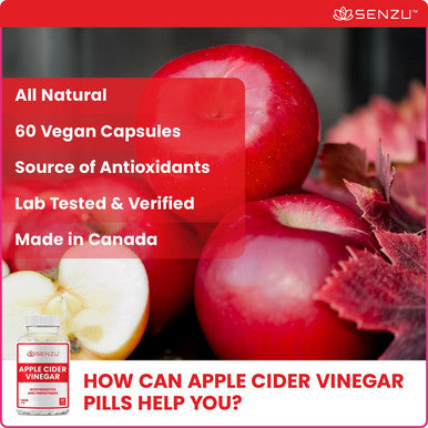 Apple Cider Vinegar Capsules with Prebiotics (1500 mg) - Antioxidant, Digestion, Fiber Supplement | Made in Canada