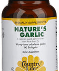 Country Life Nature'S Garlic 500Mg Garlic Equivalent 90 Softgels Certified Gluten Free
