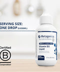 Metagenics D3 Liquid - 2 fl oz - Liquid Vitamin D3 - Bone Health & Immune Support - Suitable for Kids - 2275 Servings