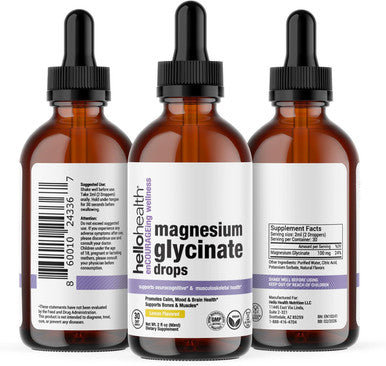 Magnesium Glycinate Liquid Magnesium Supplement Women, Men & Kids - Magnesium Bisglycinate 100 Mg For Natural Calm, Muscle Recovery & Joint Support - Magnesium Liquid Vitamins (30 Days) - Lemon Flavor