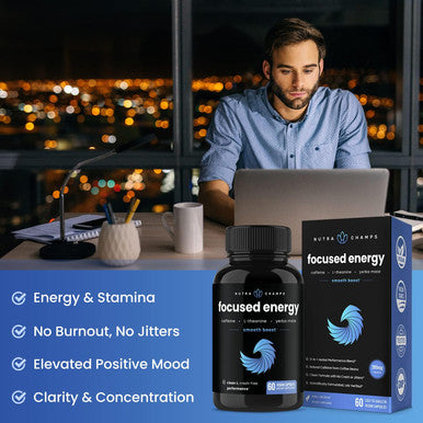 Caffeine Pills With L-Theanine For Focused Energy Smooth & Clean Energy Supplement For Focus & Performance No Crash No Jitters Nootropic Brain Booster With Yerba Mate 60 Vegan Energy Pills
