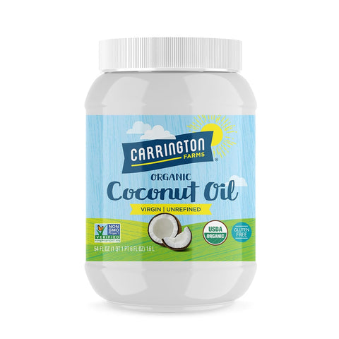 Carrington Farms Organic Virgin Cold Pressed Coconut Oil for Cooking, Unrefined & Nutrient Dense, MCT Oil for Hair & Skin, Non-GMO, Vegan & Gluten-Free, Perfect for Baking & SautÃƒÆ’Ã‚Â©ing, 54 Fl Oz