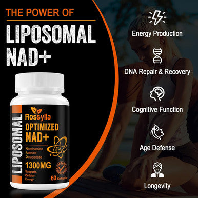 1300 Mg Liposomal Nad+ Supplement Highest Absorption Purest Nad Supplemet To Boost Nad+ Effetively Boosting Nad+ Supplement For Aging Defese, Cellular Energy, Longevity 60 Count