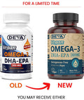 Deva Vegan DHA-EPA Nutritional Supplement, Non-Fish Derived from Algae, 300 mg Potency, 90 Vegetarian Softgels - Pack of 2