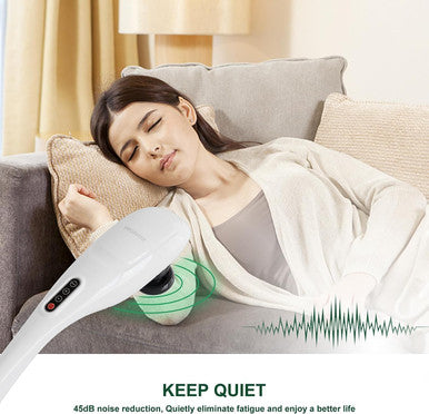 Megawise Cordless Back Massager For Shoulders, Waist, Legs, Rechargeable 3200Mah Battery, 5 Speed And 5 +2 Massage Nodes 5 Hard, 2 Soilicone Nodes, Massage While Moving Around(Off White Cordless)
