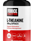 Force Factor L Theanine Extra Strength L-Theanine Supplement for Stress Relief and Supporting Calm and Relaxation L Theanine 200mg Capsules Vegan Non-GMO No Gelatin 60 Vegetable Capsules