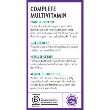 New Chapter One Daily Multivitamin for Immune, Energy & Stress Support, 20+ Nutrients Fermented with Probiotics & Whole Foods, Made with Organic Vegetables - 72 ct