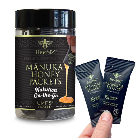 BeeNZ Raw MÃƒâ€žÃ‚Ânuka Honey, Certified UMF 5+ (MGO 83+), Pure New Zealand Monofloral MÃƒâ€žÃ‚Ânuka Honey, Natural Sweetener and Superfood for Daily Wellness Support, Monofloral, No Sugar Added, Traceable from Hive to Jar, 8.8 oz/250g