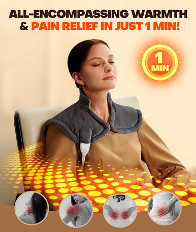 Graphene-Infused 1Min Fast Heating Pad, Deeper Pain Relief Weighted Heating Pads For Neck And Shoulders And Back, Heated Wrap With 6 Heat Options 4 Auto Timer, Gifts For Men Women Mom Christmas