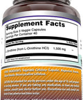 Amazing Nutrition Formulas L-Ornithine 1500 Mg Per Serving Veggie Capsules Supplement | Non-GMO | Gluten | Made in USA (120 Count)