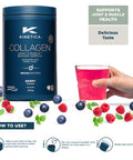 Kinetica Sports Collagen Powder - Berry Flavour | 350g | 5g FORTIGEL Bovine Collagen/Serve 320mg Vitamin C 5ÃƒÅ½Ã‚Â¼g Vitamin D 100mg Hyaluronic Acid & 500mg Glucosamine Sulphate | Joint & Muscle Support