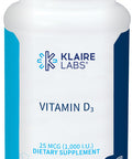 Klaire Labs Vitamin D3 1000 IU - High Potency 25 Micrograms, Hypoallergenic Bone & Immune Support (100 Capsules)