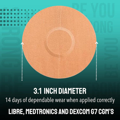 Adhesive Patches for Freestyle Libre 3 Sensor Covers, Libre 2, Dexcom G7, Medtronic Guardian. Pre-Cut for Sensitive Skin, Waterproof, Sweat-Resistant. 10-14 Days Protection. 20 Pack, Tan
