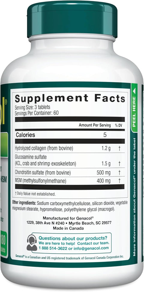 Genacol Optimum â€“ Glucosamine Chondroitin Msm And Ultra-Hydrolyzed Collagen Tablets Maintains Healthy Joints Protects & Lubricate Cartilage 90 Tablets (30-Day Supply)