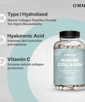 Omnia Marine Collagen Capsules 1200mg Premium Skin Hair and Nail Health Support for Women and Men Enriched with Type Collagen Hyaluronic Acid and Vitamin C High Potency Formula UK Made 120 Capsules