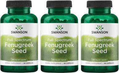Swanson Full Specturm Fenugreek Seed - Herbal Supplement - (610 Milligrams 90 Capsules) 3 Pack
