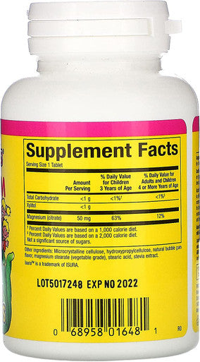 Natural Factors Big Friends Magnesium Citrate Bubble Gum Flavor 50 mg 60 Chewable Tablets