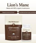 Real Mushrooms Lions Mane Mushroom Cognition (120 Capsules) Lions Mane Mushroom Powder Extract Capsules | Brain Supplement, Brain Vitamins, Focus Supplement