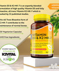Vitamin D3 4000 Iu & Vitamin K2 100Ug Mk7 (K2Vital ) - Clinically Proven Ingredients Max Strength - 120Capsules Supports Normal Immune System Cholecalciferol & Menaquinone-7 Made In The Uk