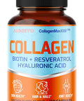 Aumeto Collagen Types I II III IV with Hyaluronic Acid Resveratrol Biotin Vitamin C - Advanced 8-in-1 Formula for Skin Hair Nails & Joint Support - Made in The USA (90 Count (Pack of 1))