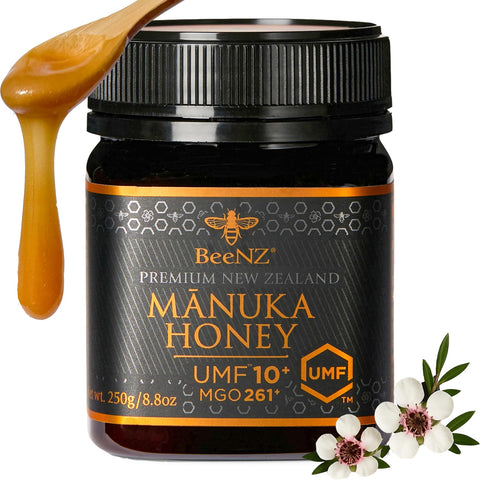 BeeNZ Raw MÃƒâ€žÃ‚Ânuka Honey, Certified UMF 20+ (MGO 829+), Pure New Zealand Monofloral MÃƒâ€žÃ‚Ânuka, Natural Sweetener, Superfood Honey for Wellness Support, No Sugar Added, Traceable from Hive to Jar, 8.8 oz/250g