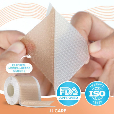 Jj Care Soft Silicone Tape, 1.6 X 120 Flexible Silicone Scar Tape, Medical Grade Silicone Strips For Scars, Washable & Reusable Scar Tape For Surgical Scars, Latex-Scar Tape