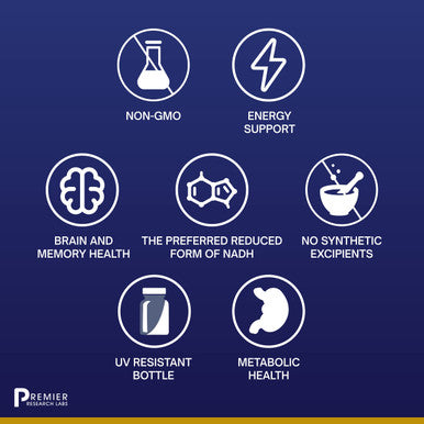 Premier Research Labs Nadh - Supports Alertness, Energy & Athletic Performance - Memory Support Dietary Supplements - For Brain