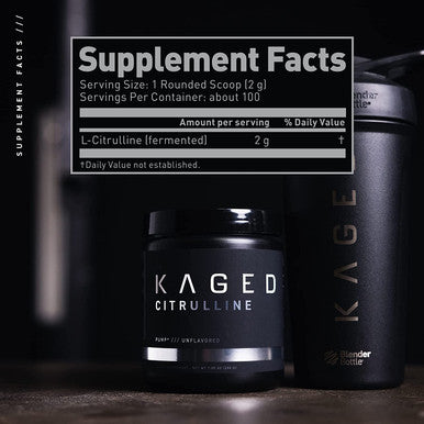 Kaged Muscle Premium L-Citrulline Powder, Enhance Muscle Pumps, Improve Muscle Vascularity, Nitric Oxide Booster, Citrulline, Unflavored, 100 Servings, white, 7.05 ounce (pack of 1) (KM-CITP-200)