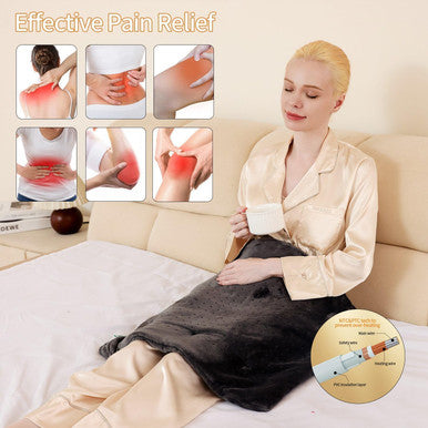 Heating Massaging Weighted Pad,Heated Pads For Back And Shoulders,Portable Heat Pad For Neck,Cramp,Menstrual Pain,3 Heat Settings 6 Massage,18 Relaxing Combinations,Auto Off,20"24",Dark Grey
