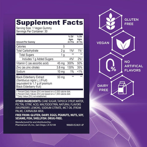 Sambucol Black Elderberry Syrup And Gummies For Kids - Elderberry Supplement With Vitamin C And Zinc Syrup & Chewable Gummies For Children - 7.8 Fl Oz 30 Count Bundle