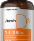Horbaach Vitamin D3 10000 Iu 500 Softgels Non Gmo Gluten Free Supplement Value Size 250Mcg High Potency Formula