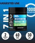 DEDICAD Nad+ Supplement 1000Mg - Pure Nad Supplement Combined To Resveratrol Quercetin Berberine Fisetin Tmg And Grape Seed Energy And Dna Repair Aging Defense Brain Function - 60 Capsules