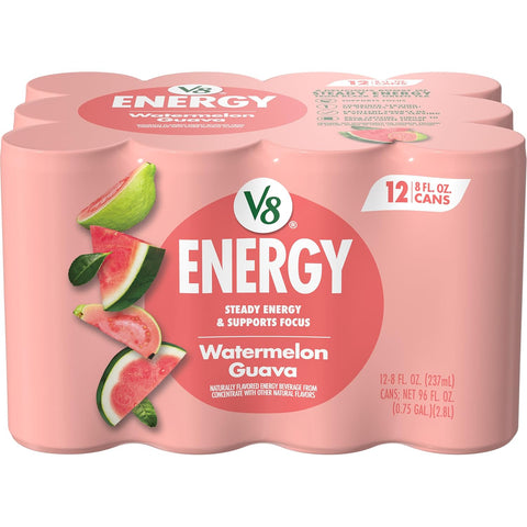 V8 Energy Strawberry Banana Juice Energy Drink, 8 fl oz Can (24 Pack)
