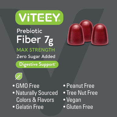 Prebiotic Fiber Gummies For Adults, 7G - Zero Sugar Added - Fiber Supplement Gummies For Digestive Health Regularity & Natural Weight Support - Vegan, Gelatin - Chewable Fruit Flavored Gummy