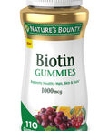 Nature's Bounty Biotin By Nature'S Bounty Vitamin Supplement Supports Healthy Hair Skin And Nails Fruit Flavored Gummies 1000 Mcg 110 Count