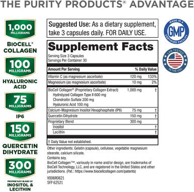 Ultimate H.A. Formula Clinically Studied BioCell Collagen Dynamic Hyaluronic Acid Support for The Joints and Skin 90 Count from Purity Products