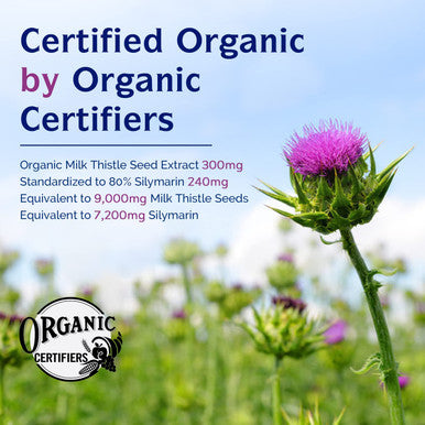 Innate Vitality Organic Milk Thistle Extract, Standardized 80% Silymarin Flavonoids, 30:1 Highest Concentration, 9000mg Equivalent, 300mg per Caps, 120 Veggie Caps, Non-GMO, NO Gluten Dairy Soy, Support Liver Health