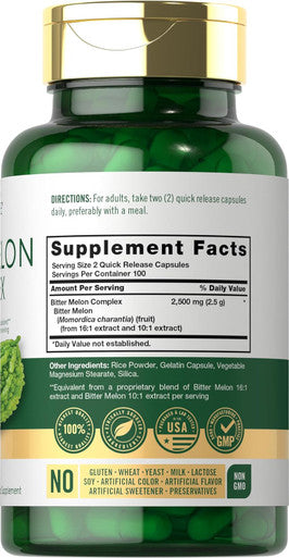 Carlyle Bitter Melon Capsules 2500 mg | 200 Count | Non-GMO & Gluten Extract | Complex Supplement