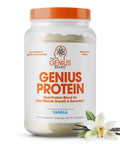 Genius Protein Powder, Vanilla - Dual Protein Blend with Improved Whey Isolate & Egg White for Lean Muscle Building for Men & Women - Grass-Fed Pre & Post Workout Meal Replacement Shake