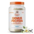 Genius Protein Powder, Vanilla - Dual Protein Blend with Improved Whey Isolate & Egg White for Lean Muscle Building for Men & Women - Grass-Fed Pre & Post Workout Meal Replacement Shake