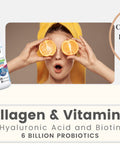 KAPPA NUTRITION (120 Capsules), Collagen Type I, II, III, 6 Billion Probiotics Resistance, Hyaluronic , Vitamin C, Biotin & MCT Oil, Hair, Nails, and Skin, Collagen Peptides 14 in 1 from