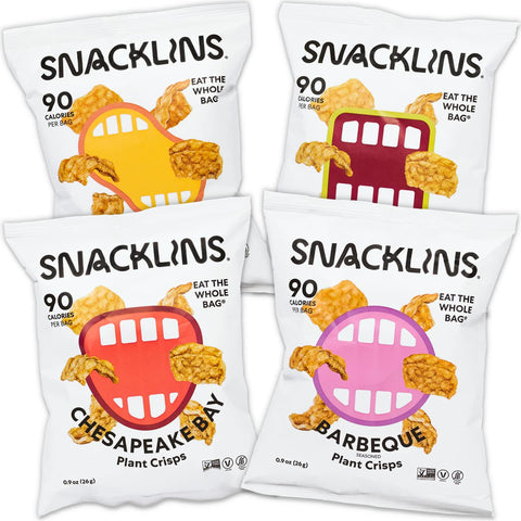 SNACKLINS Plant Based Crisps SEA SALT & VINEGAR - Gluten Free, Grain Free, 100% Kosher, Vegan Healthy Snacks, Crunchy Puffed Snack, Only 100 Calories Per Bag - .9oz (Case of 12)