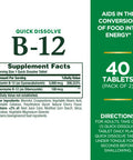 Nature's Bounty Vitamin B12 Quick Dissolve Vitamin Supplement Supports Energy Metabolism And Nervous System Health 5000Mcg 40 Tablets (Pack Of 2)