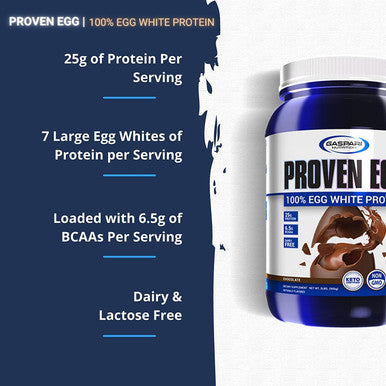 Gaspari Nutrition Proven Egg, 100% Egg White Protein, 25g Protein, Keto Friendly, Dairy Free, Lactose Free, Soy Free - Chocolate, 2 lbs