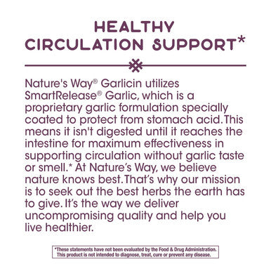 Nature'S Way Premium Herbal Garlicin Cardio, 350 Mg Per Serving, 180 Count