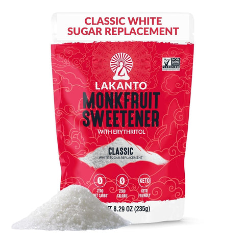 Lakanto Monk Fruit Sweetener With Erythritol, White Sugar Substitute From Monk Fruit Extract, Classic White Sugar Replacement for Baking, Coffee & Tea, Gluten Free, Low Carb, Non GMO, Keto, 5 LB Bag