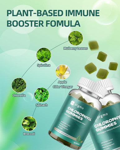 Chlorophyll Gummies For Body Odor Deodorant 2 Pack, Spirulina Chlorella Sugar Herbal Supplement For Immune Support, Women Vitamins Gummy Vegan Non-Gmo