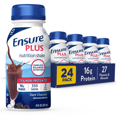 Ensure Plus Nutrition Shake 24 Count With 16 Grams Of Protein Meal Replacement Shakes 8 Fl Oz & Original Dark Chocolate Nutrition Shake | Meal Replacement Shake | 24 Pack
