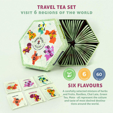 Acorus Travel Tea Set | Round-The-World Trip of Your Dreams with Selection of Teas You Have Never Tasted Before | Assorted Tea Set | Herbal and Fruit Variety Pack | 60 Tea Bags