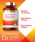 Carlyle Vitamin D3 Liposomal | 10,000 Iu | 400 Softgels | Non-Gmo And Gluten Free Formula | High Potency Vitamin D Supplement